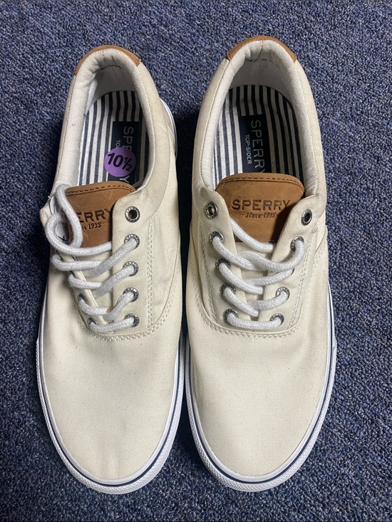 Sperry Other - Sperry Men’s Cream Canvas Boat Shoes with Tan Accents